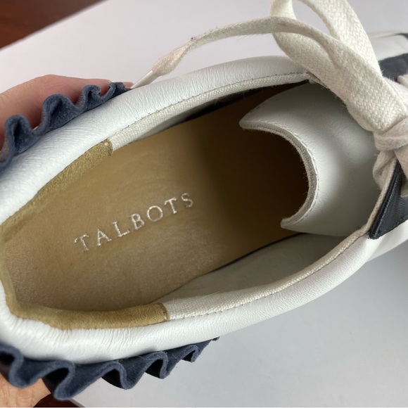 Talbots Court Side White Leather w/Navy Ruffle Sneakers - Picture 7 of 9